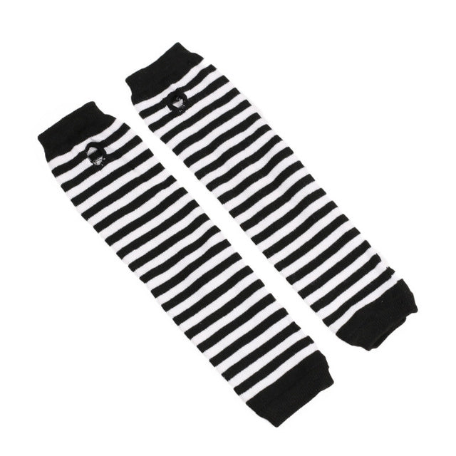 Women Fashion Lady Striped Elbow Gloves Warmer Knitted Long