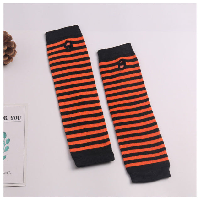 Women Fashion Lady Striped Elbow Gloves Warmer Knitted Long