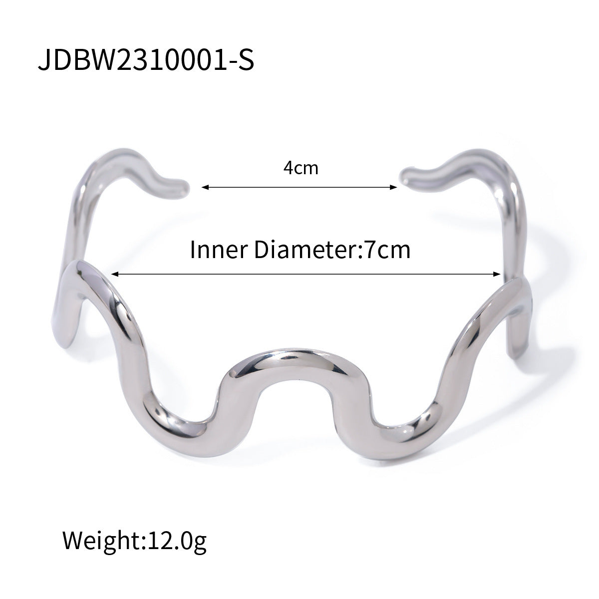 Stainless Steel Irregular Texture Spherical Open-ended Bracelet