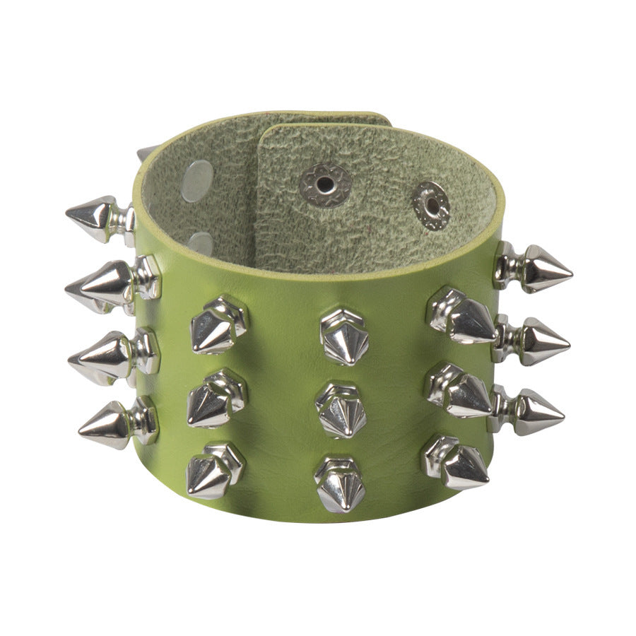 Punk Exaggerated Pointed Rivet Bracelet Gothic Leather Bracelet