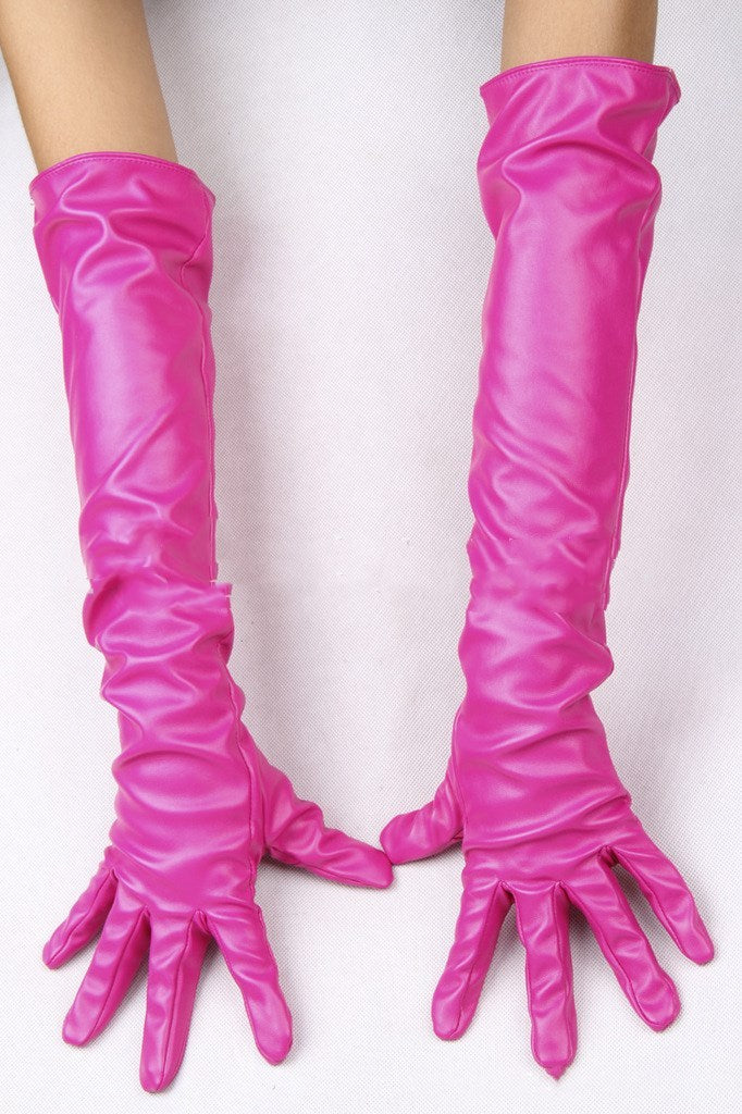 Faux Leather Warm Long Fashion Stage Gloves