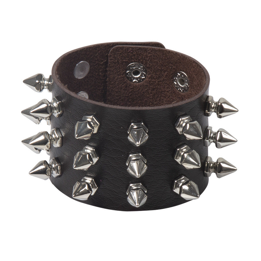 Punk Exaggerated Pointed Rivet Bracelet Gothic Leather Bracelet