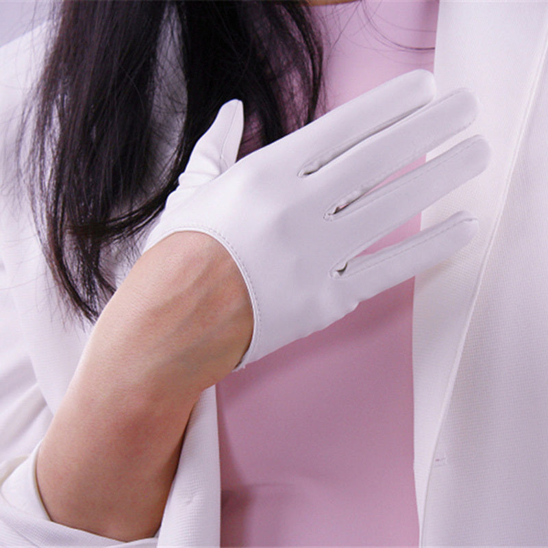 Women's short PU leather gloves