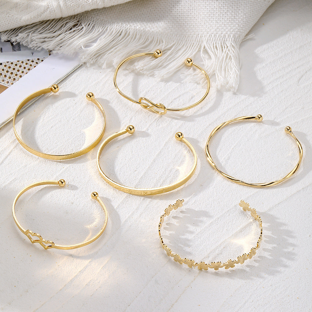 Vintage Gold Letter LOVE Bracelet 6 Pieces