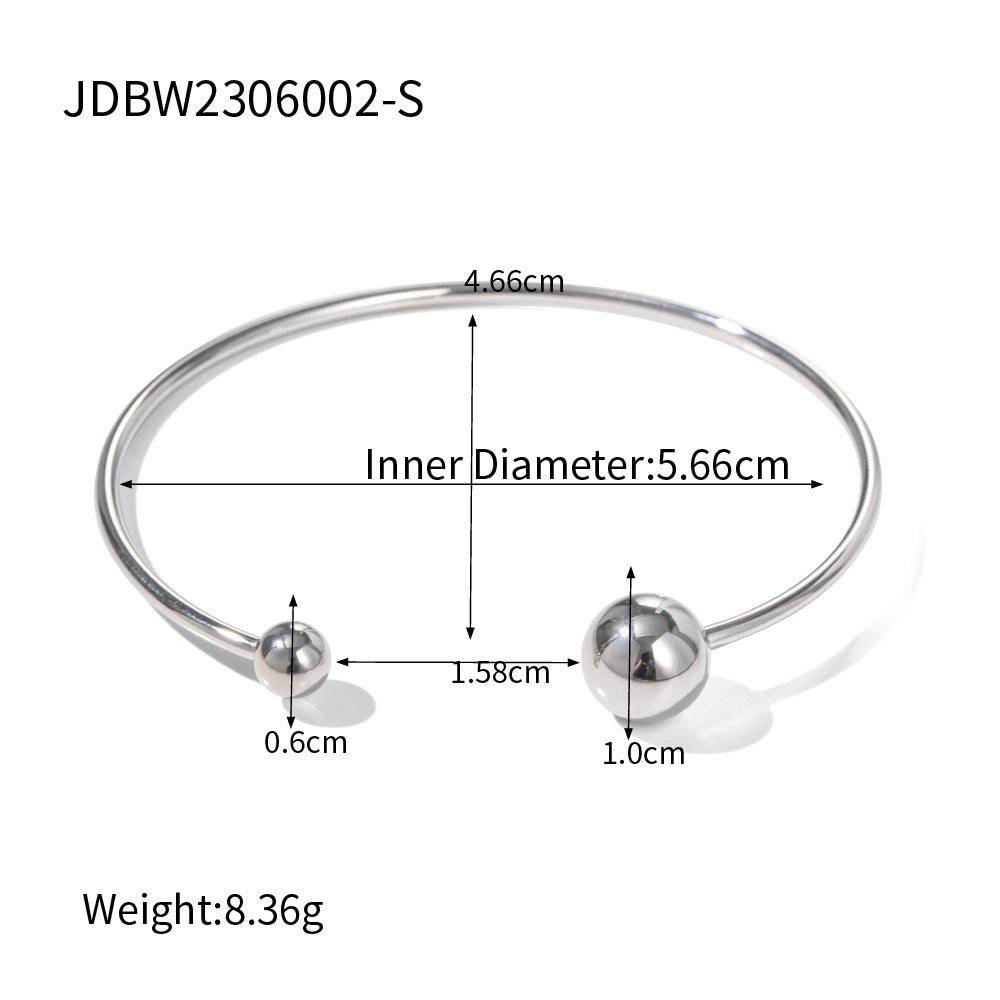 Stainless Steel Irregular Texture Spherical Open-ended Bracelet