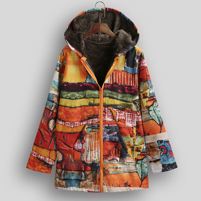 Versear Ethnic Women Jacket Colorful Graffiti Print Faux