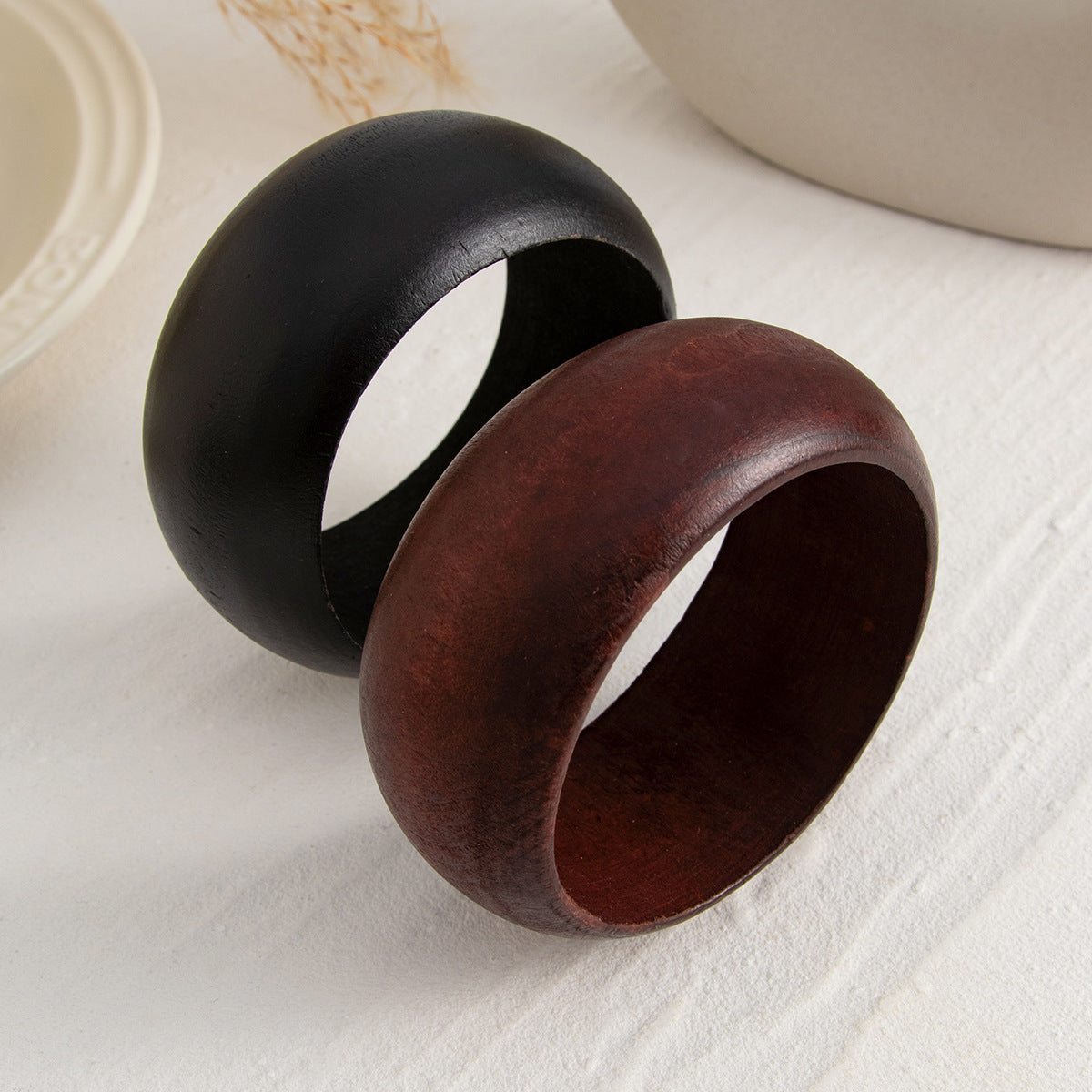 Retro Maillard Style Wood Grain Fashion Wide Bracelet For Women