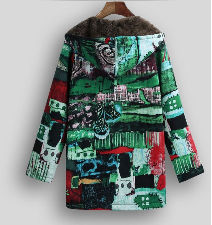 Versear Ethnic Women Jacket Colorful Graffiti Print Faux