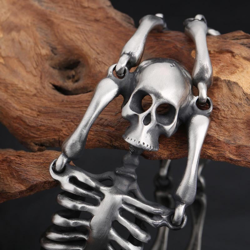 Vintage 316L Stainless Steel Domineering Ornament Skull Bone Titanium Steel Bracelet
