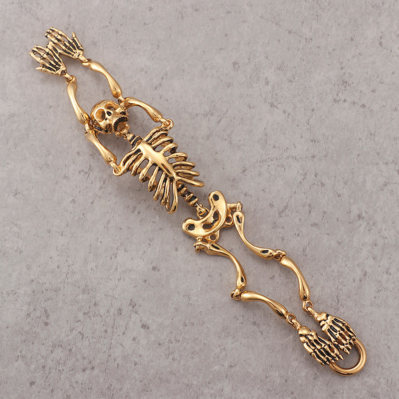 Vintage 316L Stainless Steel Domineering Ornament Skull Bone Titanium Steel Bracelet