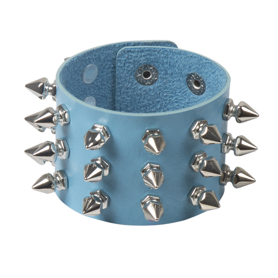 Punk Exaggerated Pointed Rivet Bracelet Gothic Leather Bracelet