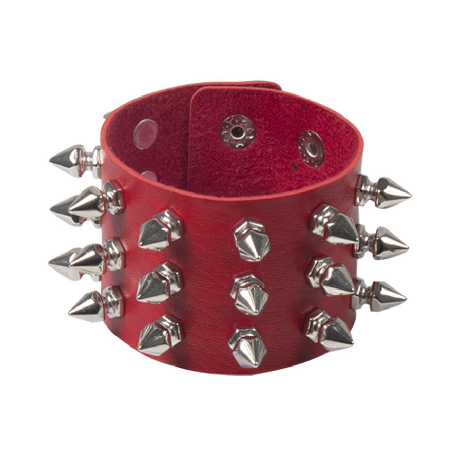 Punk Exaggerated Pointed Rivet Bracelet Gothic Leather Bracelet