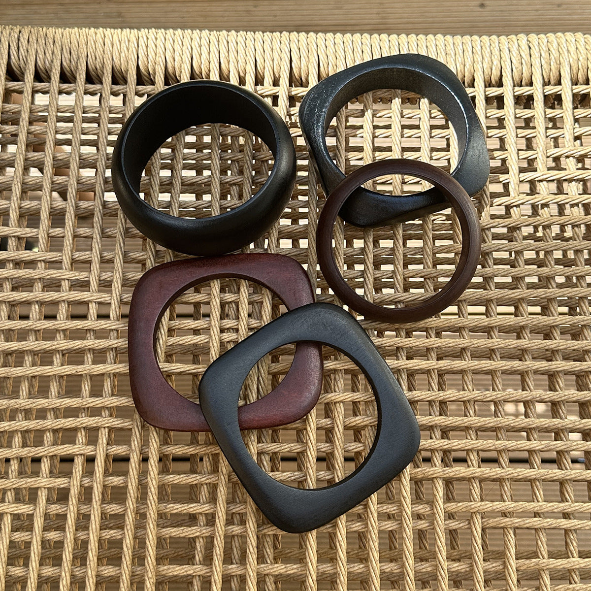 Retro Maillard Style Wood Grain Fashion Wide Bracelet For Women
