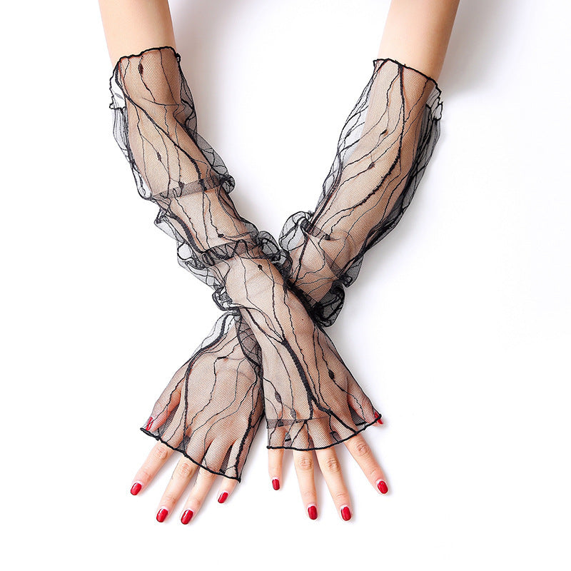 Summer Ice Silk Sleeves Women's Lace Driving Thin Arm Guards