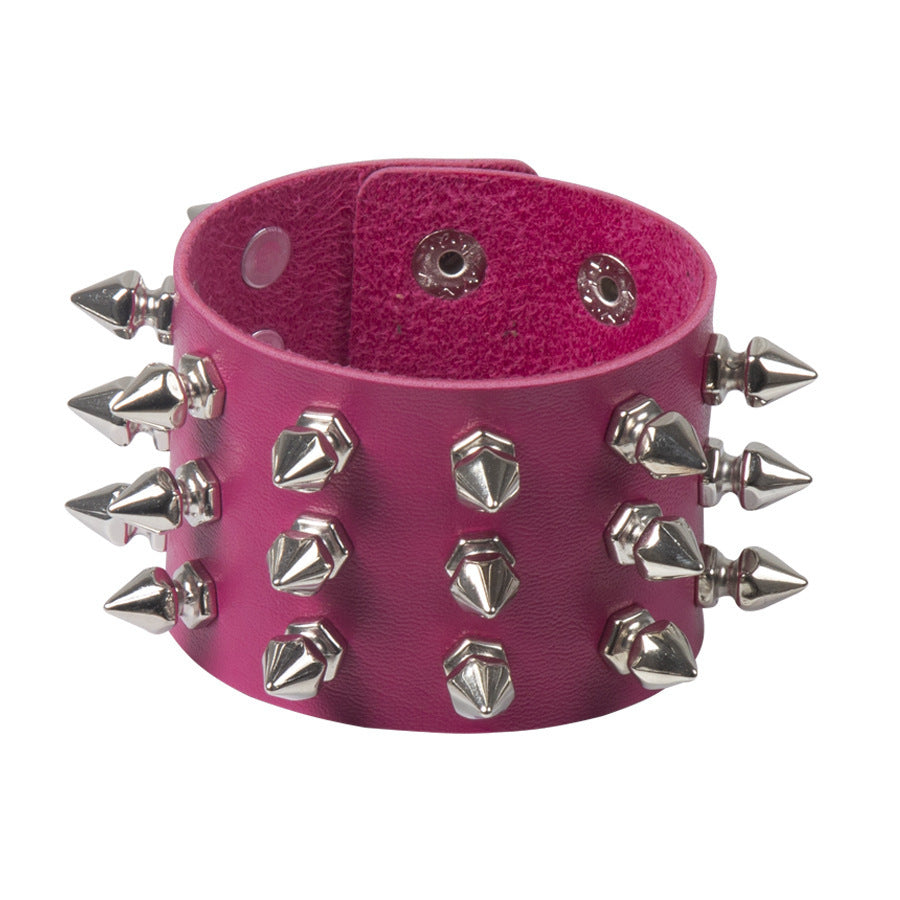 Punk Exaggerated Pointed Rivet Bracelet Gothic Leather Bracelet