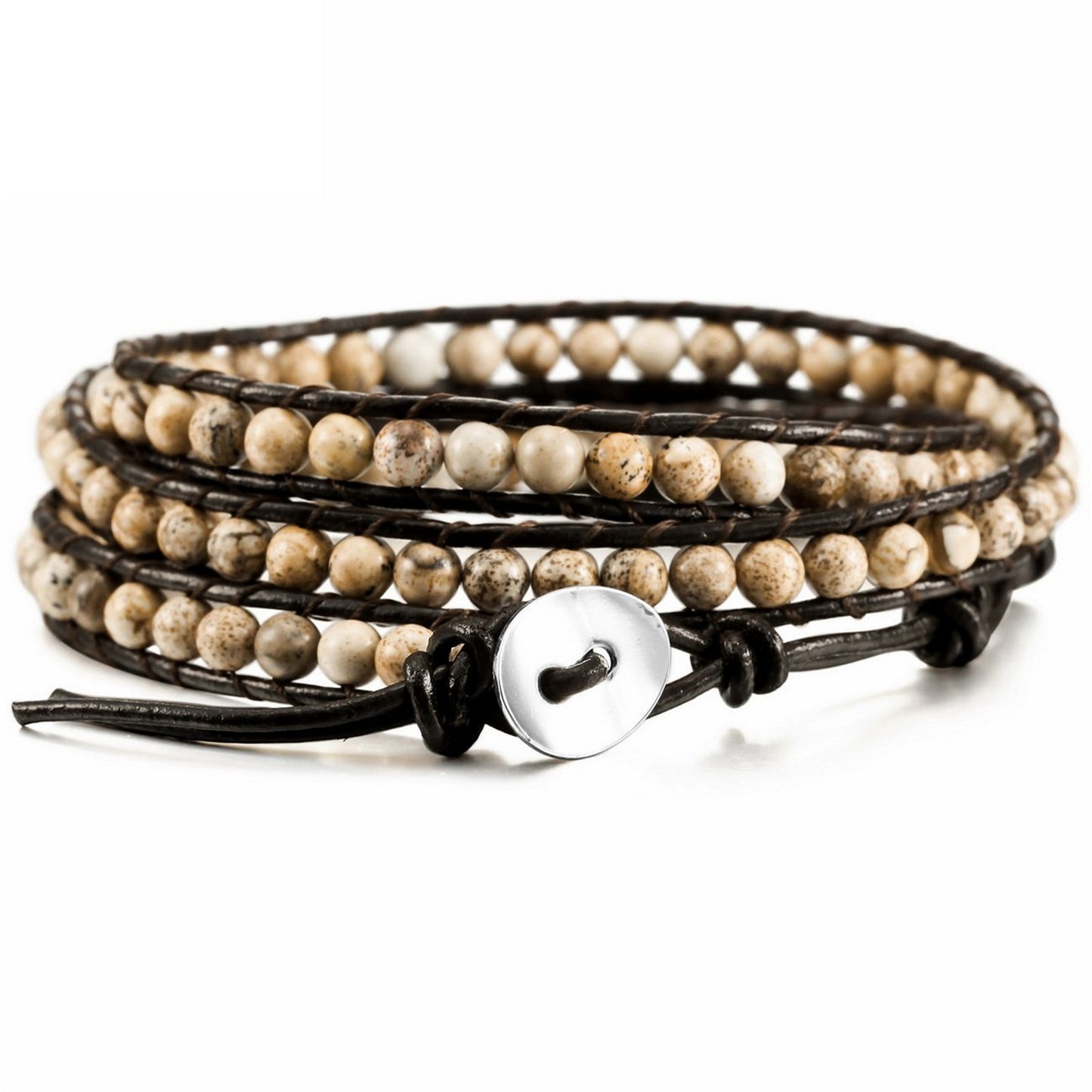 Hand-woven 3 Circles Leather Cord Bracelet Adjustable