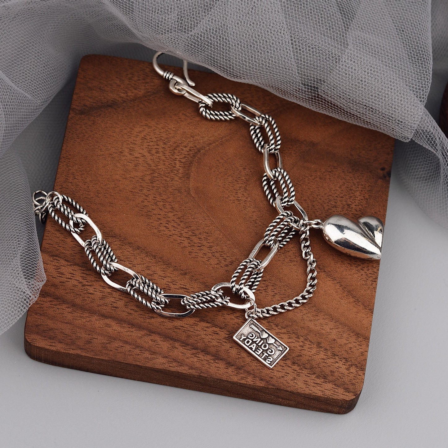 Personality Retro Asymmetric Love Bracelet Female