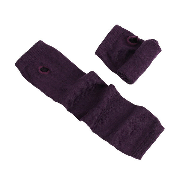 Women Fashion Lady Striped Elbow Gloves Warmer Knitted Long