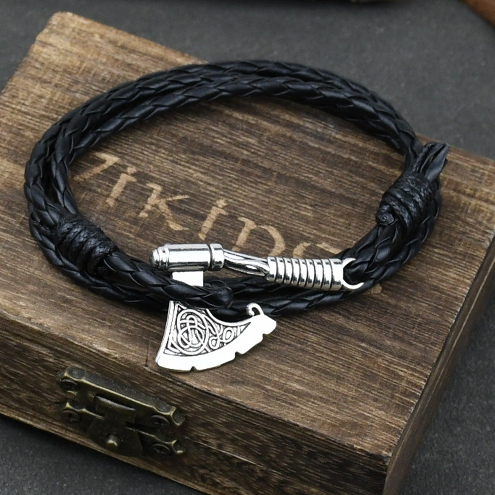 Ax Wrap Anchor Viking Leather Bracelet