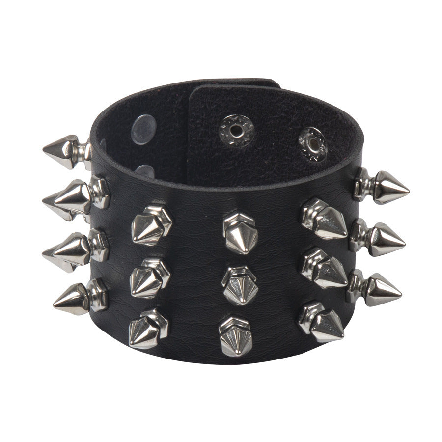 Punk Exaggerated Pointed Rivet Bracelet Gothic Leather Bracelet