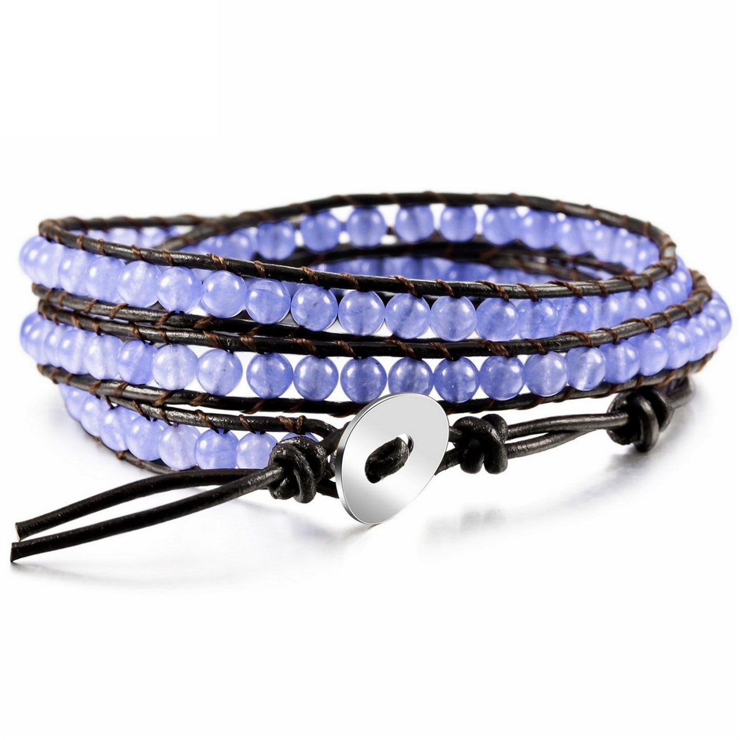 Hand-woven 3 Circles Leather Cord Bracelet Adjustable