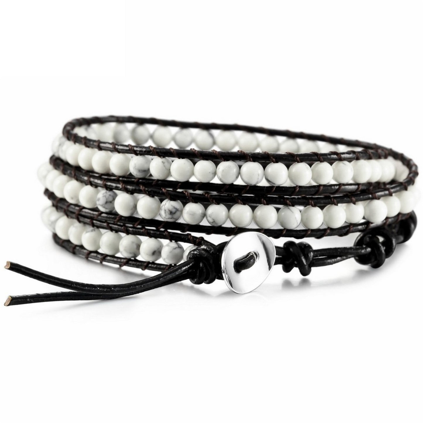 Hand-woven 3 Circles Leather Cord Bracelet Adjustable