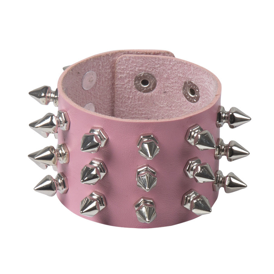 Punk Exaggerated Pointed Rivet Bracelet Gothic Leather Bracelet