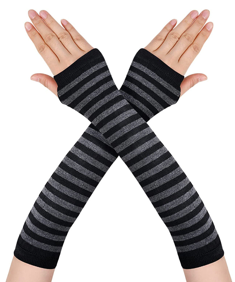 Fingerless Oversleeve Dark Lolita Striped Cross Long Cosplay Oversleeve Sheath