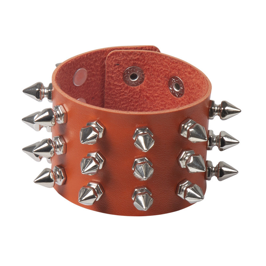 Punk Exaggerated Pointed Rivet Bracelet Gothic Leather Bracelet