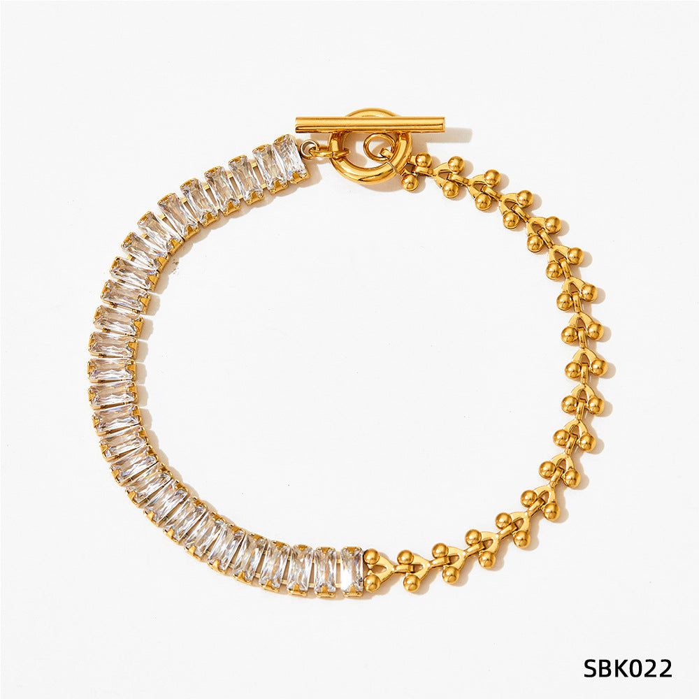 Design Sense Wheat Chain Stitching Zircon Bracelet