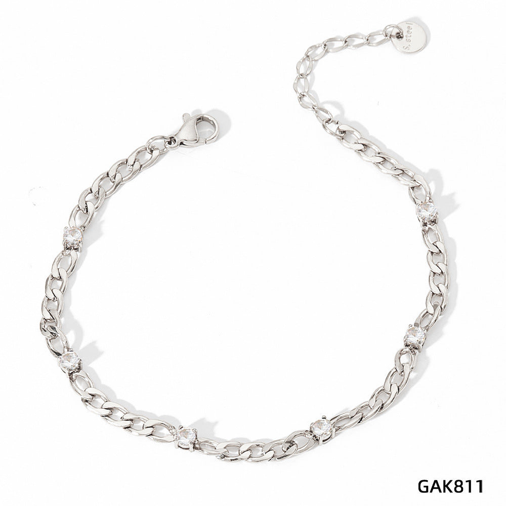 Design Sense Wheat Chain Stitching Zircon Bracelet