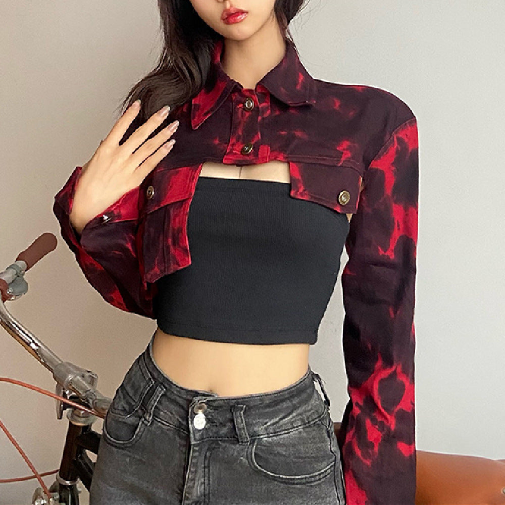 Women's Long-sleeved Coat, European And American Sweet Cool Personality Irregular Ultra-short