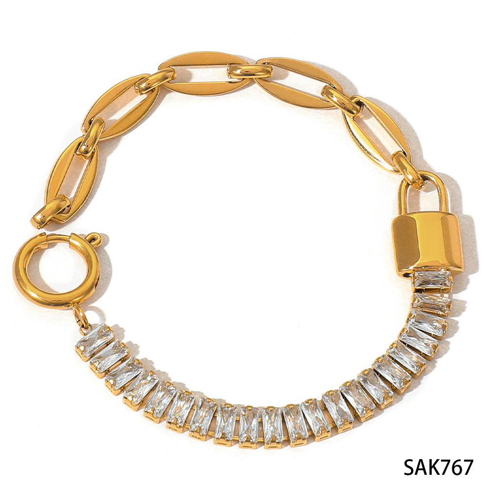 Design Sense Wheat Chain Stitching Zircon Bracelet
