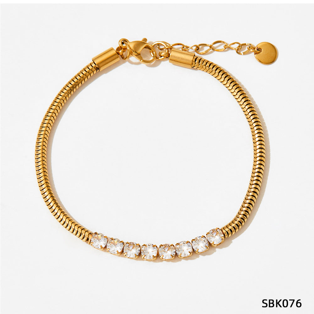 Design Sense Wheat Chain Stitching Zircon Bracelet