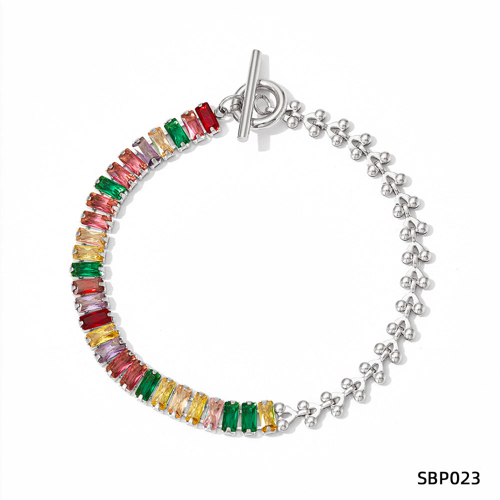 Design Sense Wheat Chain Stitching Zircon Bracelet