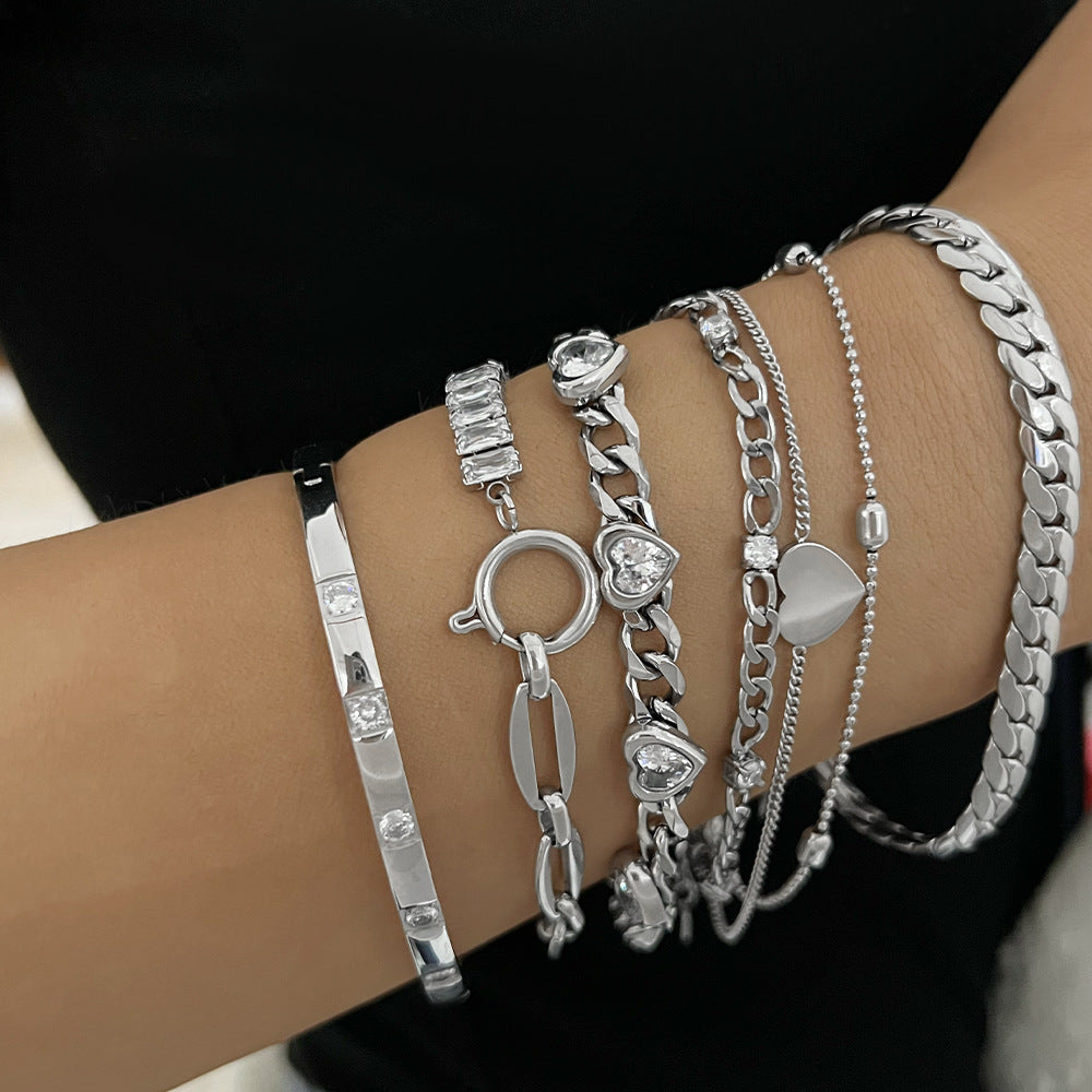 Design Sense Wheat Chain Stitching Zircon Bracelet