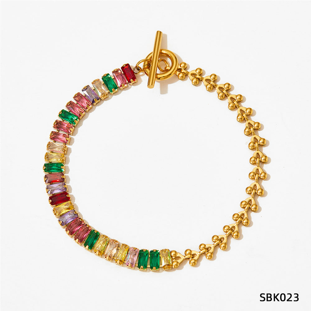 Design Sense Wheat Chain Stitching Zircon Bracelet