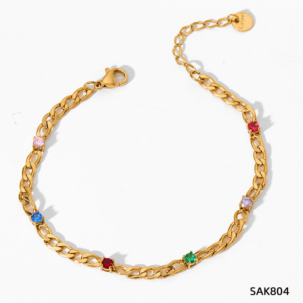 Design Sense Wheat Chain Stitching Zircon Bracelet