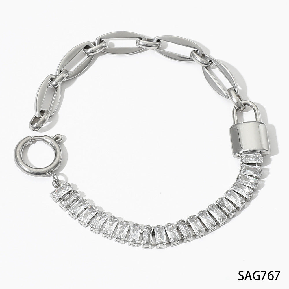 Design Sense Wheat Chain Stitching Zircon Bracelet