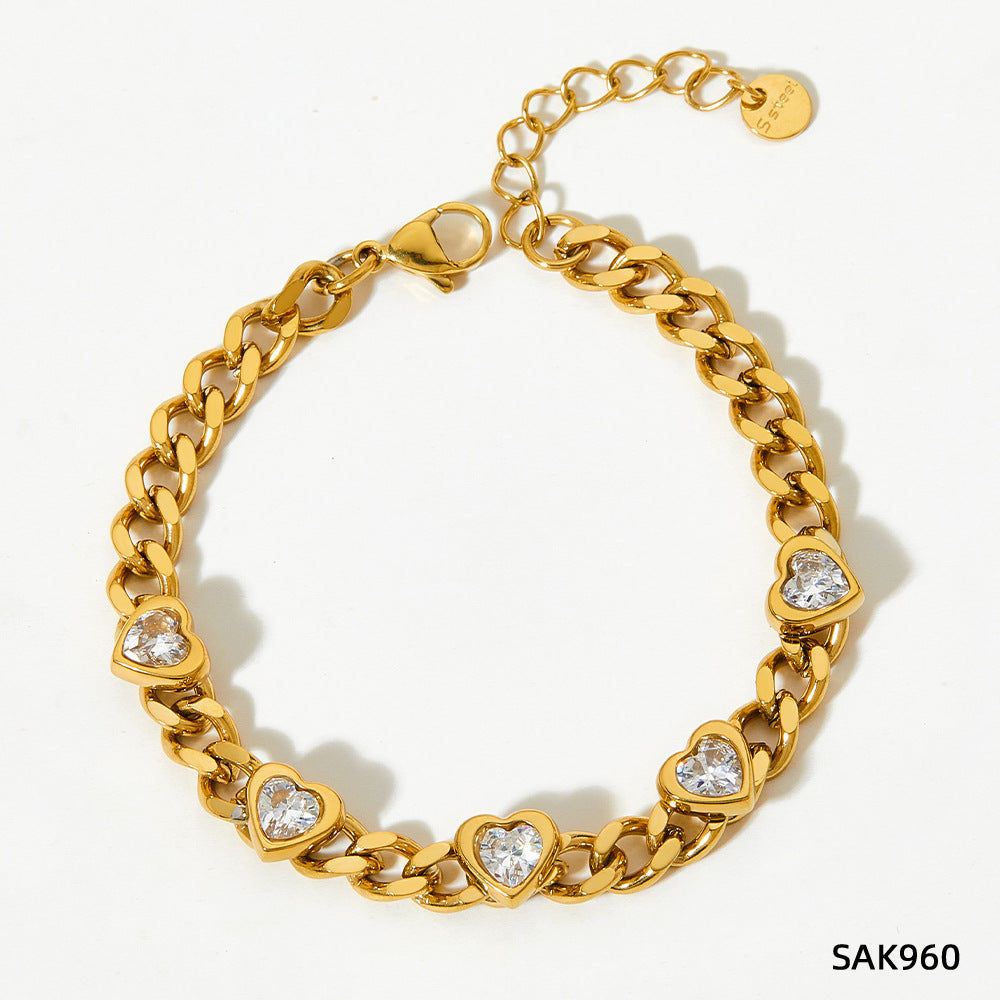 Design Sense Wheat Chain Stitching Zircon Bracelet