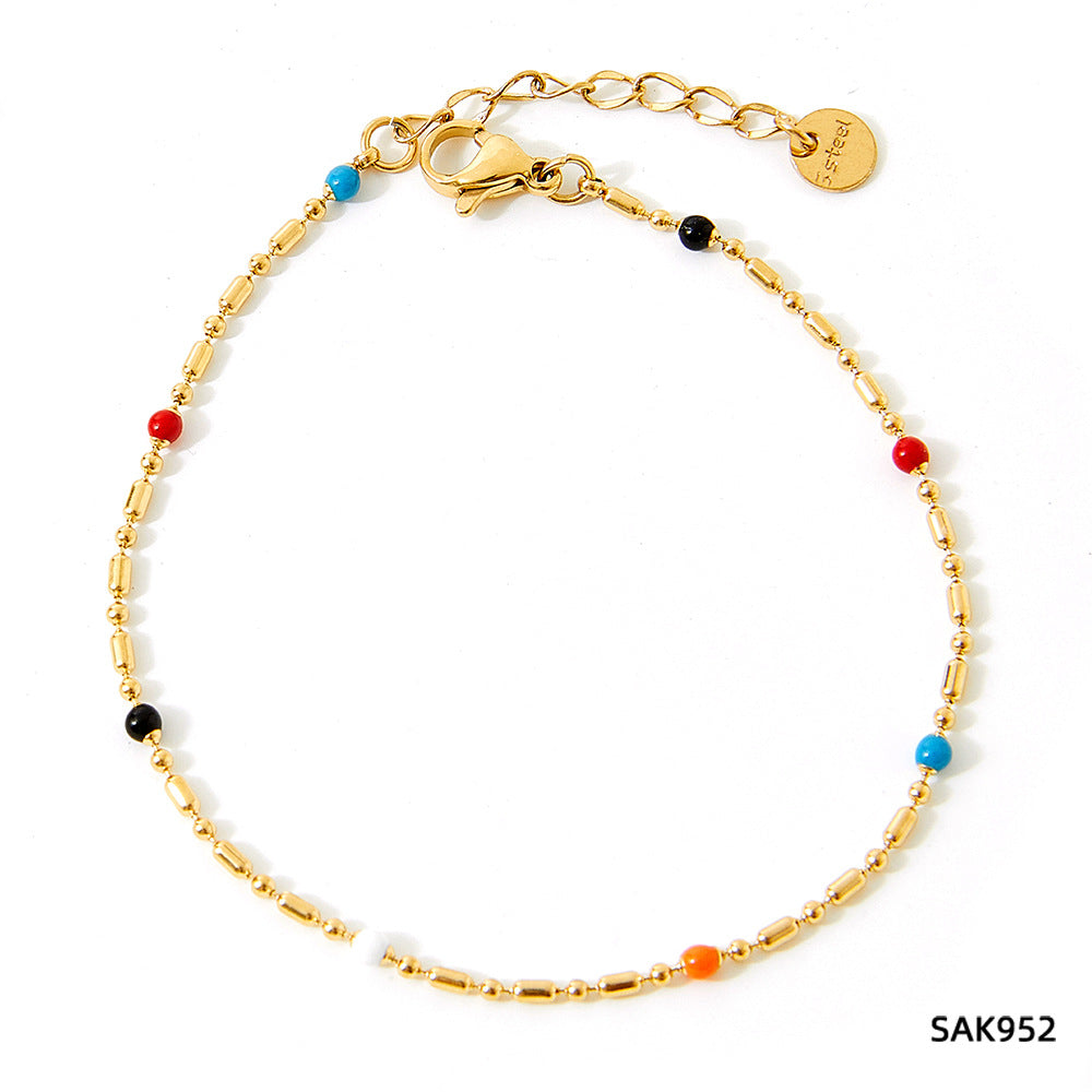 Design Sense Wheat Chain Stitching Zircon Bracelet