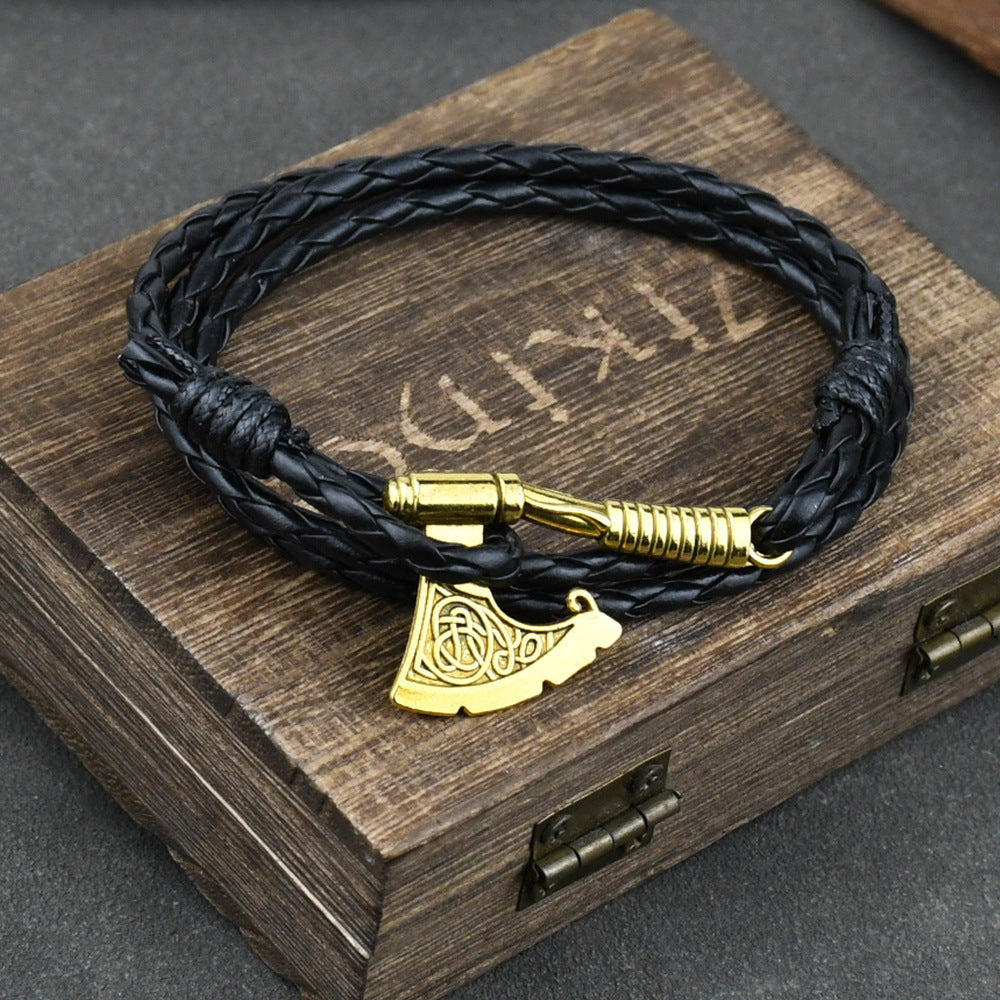 Ax Wrap Anchor Viking Leather Bracelet