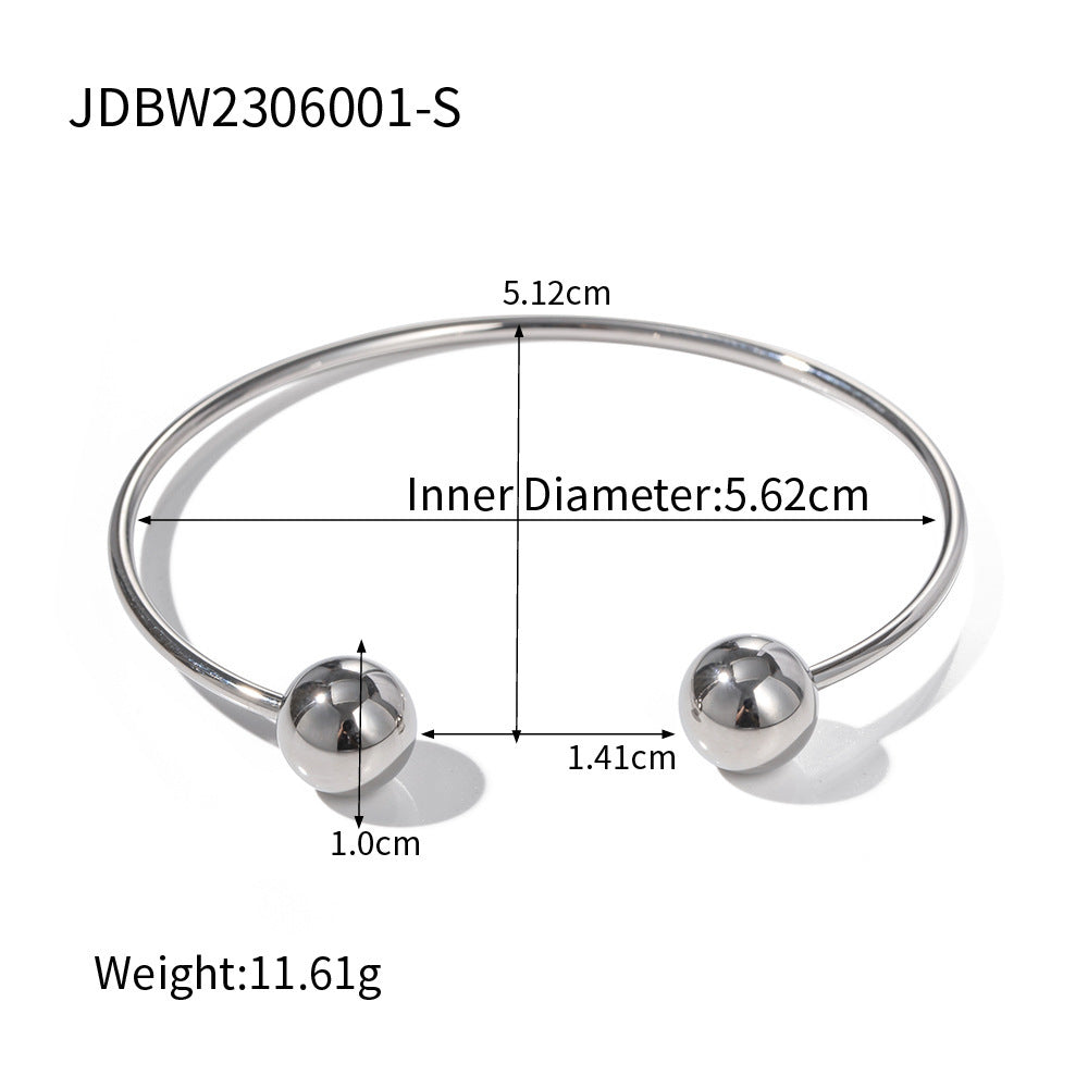 Stainless Steel Irregular Texture Spherical Open-ended Bracelet