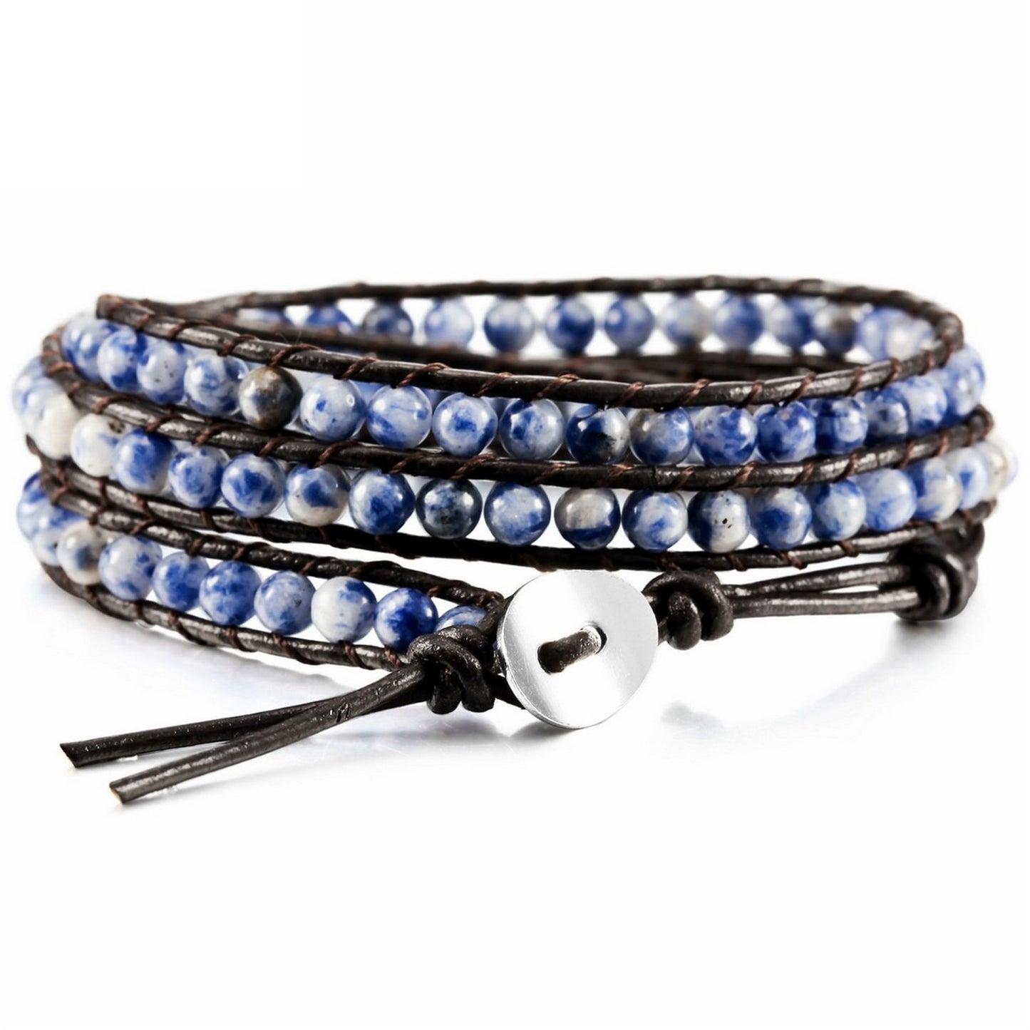 Hand-woven 3 Circles Leather Cord Bracelet Adjustable