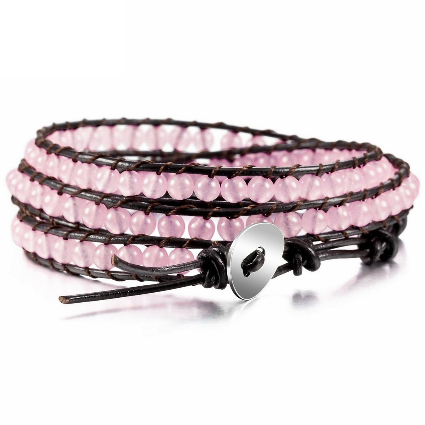 Hand-woven 3 Circles Leather Cord Bracelet Adjustable