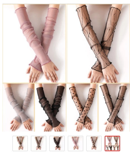 Summer Ice Silk Sleeves Women's Lace Driving Thin Arm Guards