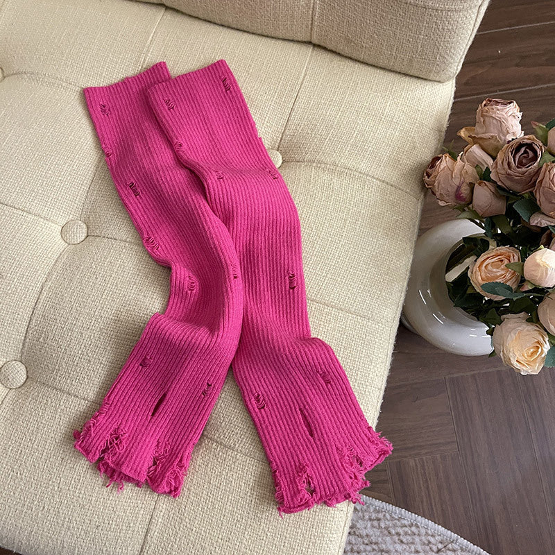 Women's Knitted Long Dopamine Multi-color Gloves