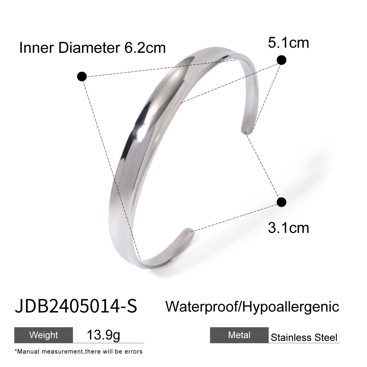 Stainless Steel Irregular Texture Spherical Open-ended Bracelet
