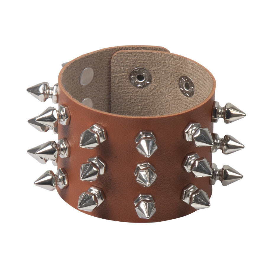 Punk Exaggerated Pointed Rivet Bracelet Gothic Leather Bracelet
