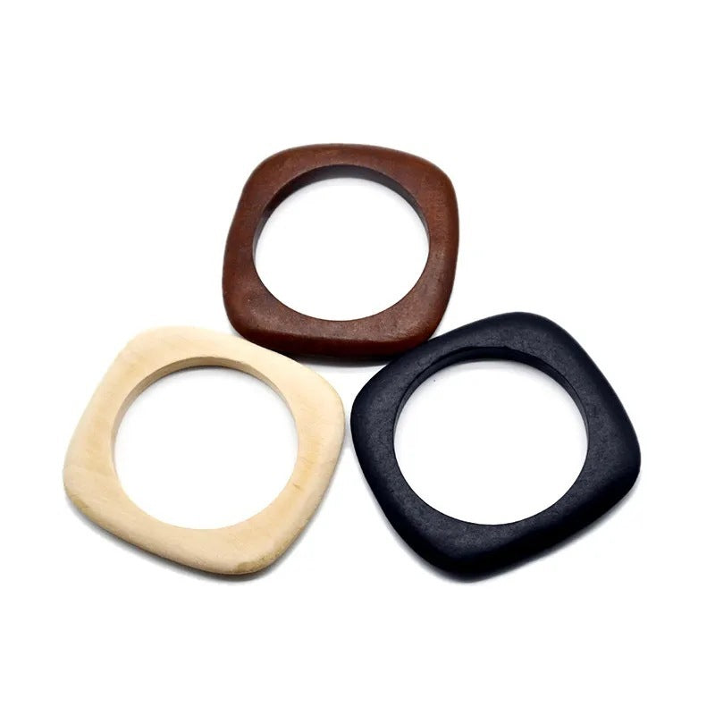 New Wooden Square Bracelet Artistic Retro Style
